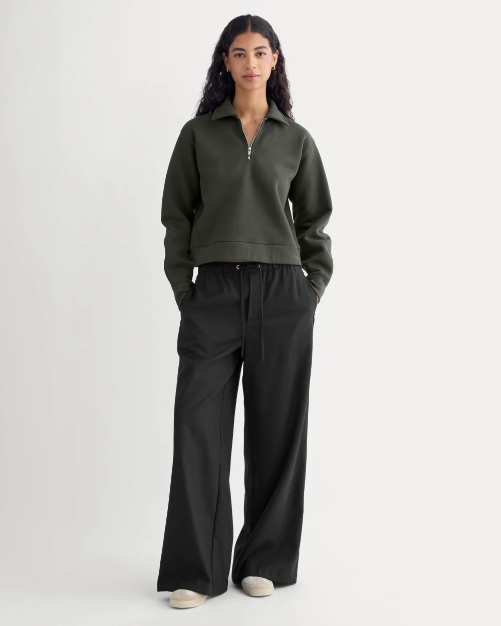 Luxe Fleece Zip Polo | Washed Black - Image 3