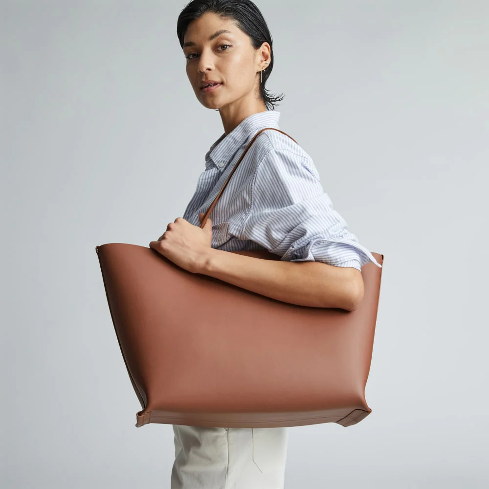 The Luxe Italian Leather Tote | Cognac - Image 3