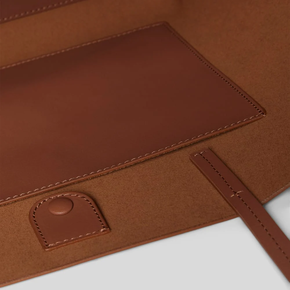 The Luxe Medium Italian Leather Tote | Cognac - Image 5