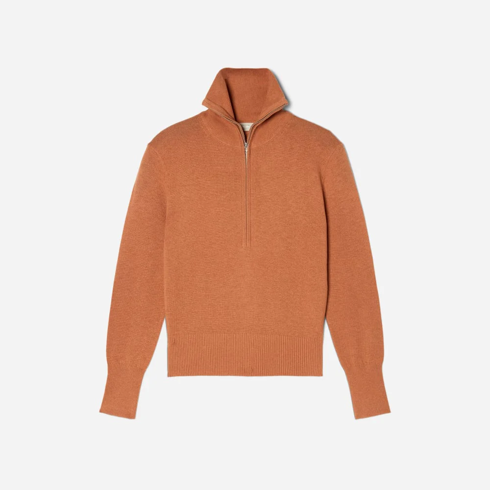 The Luxe Merino Half-Zip Sweater | Tawny Brown - Image 2