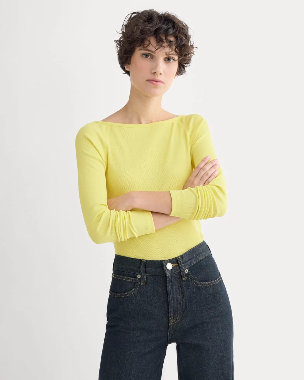 Luxe Rib Boatneck Top | Celandine - Image 3