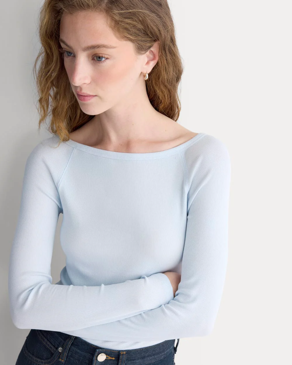 Luxe Rib Boatneck Top | Skywriting - Image 3