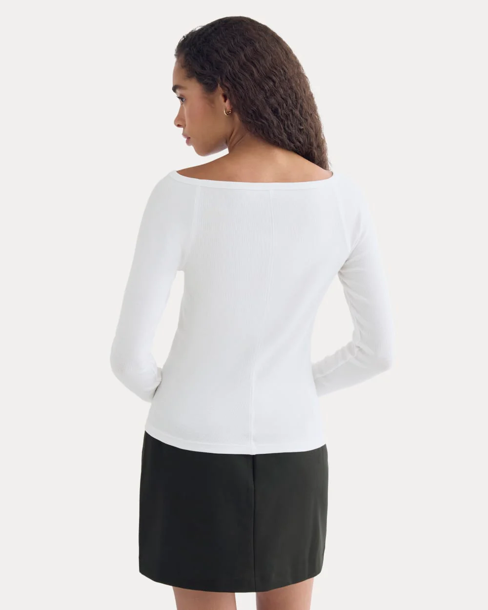 Luxe Rib Boatneck Top | White - Image 4