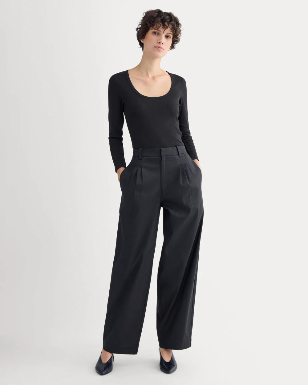 Luxe Rib Deep U-Neck Top | Black - Image 3