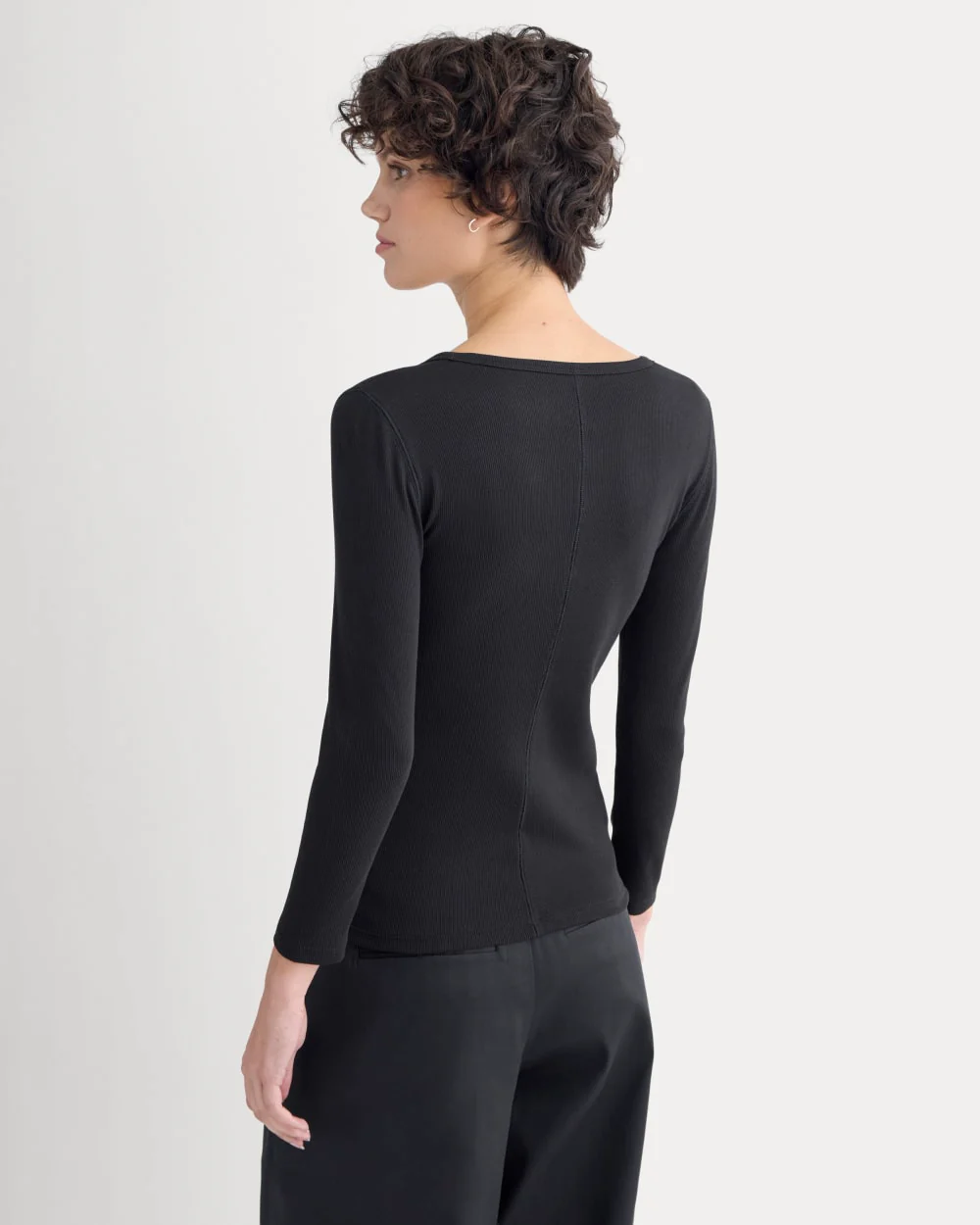 Luxe Rib Deep U-Neck Top | Black - Image 5