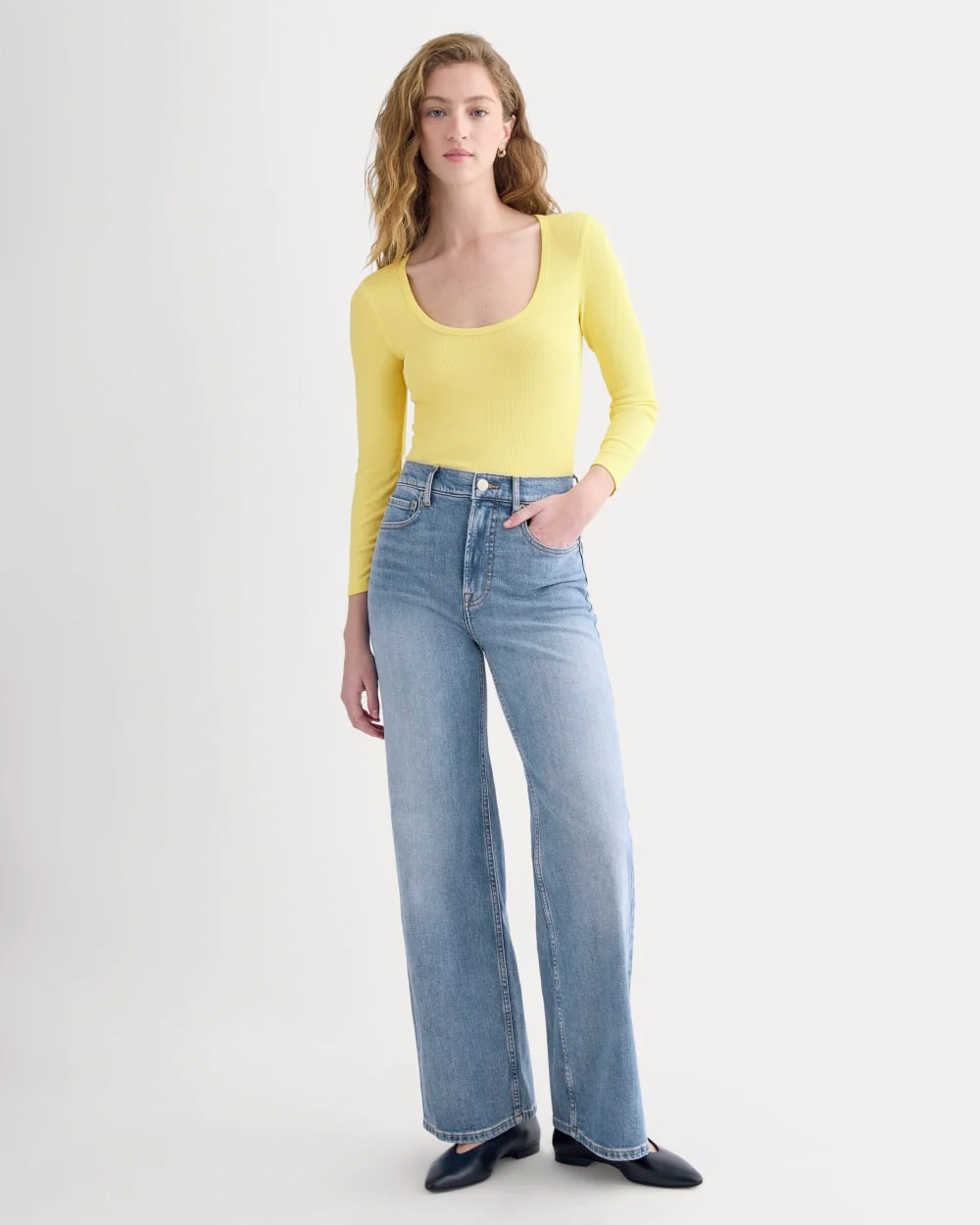 Luxe Rib Deep U-Neck Top | Celandine - Image 3
