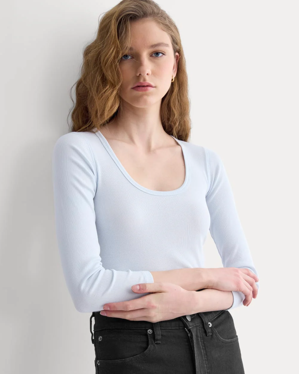 Luxe Rib Deep U-Neck Top | Skywriting - Image 4