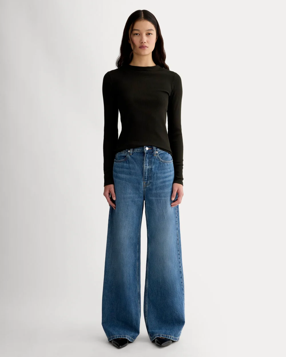 The Luxe Rib Funnel-Neck Tee | Black - Image 3