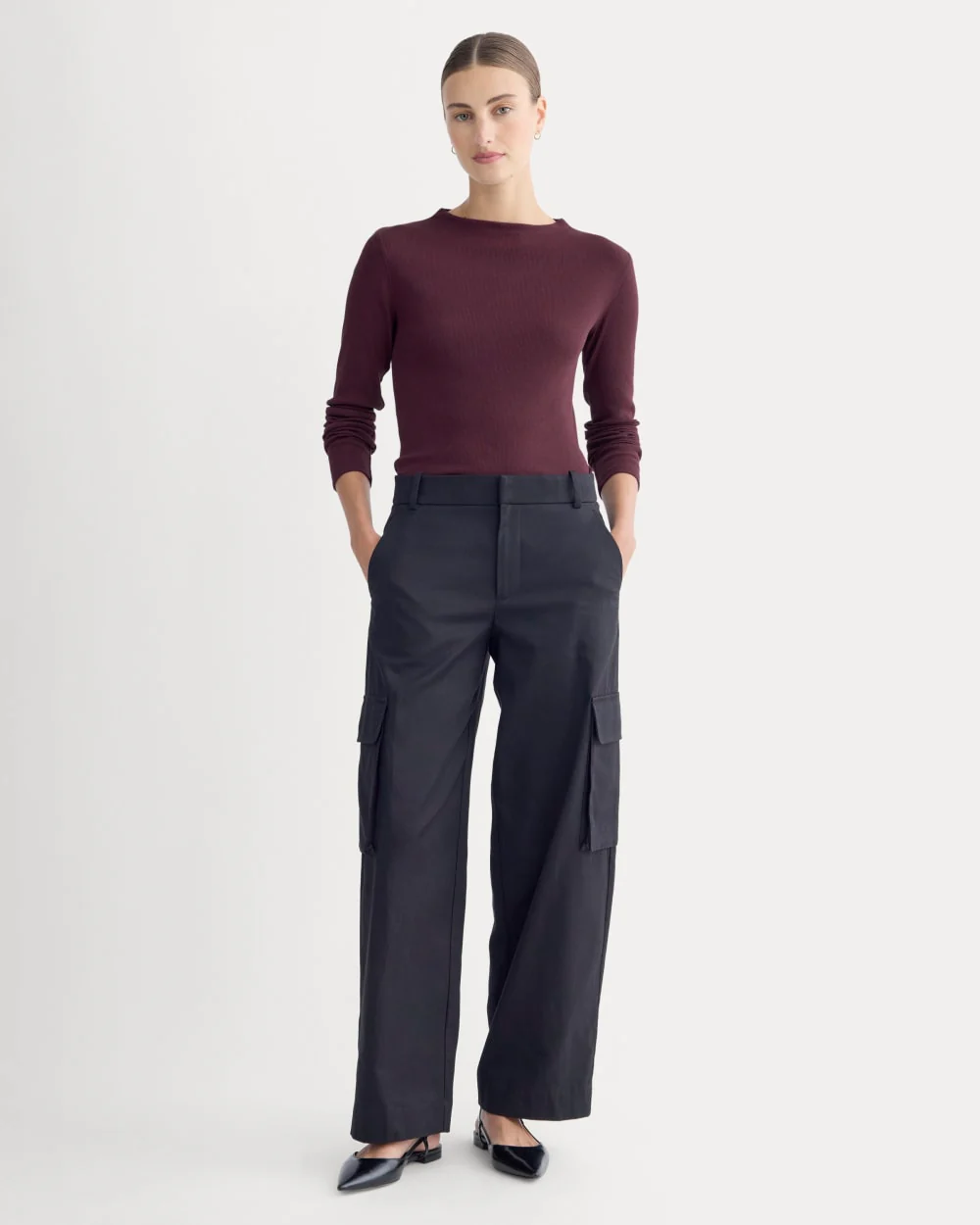 The Luxe Rib Funnel-Neck Tee | Heathered Port Royale - Image 3