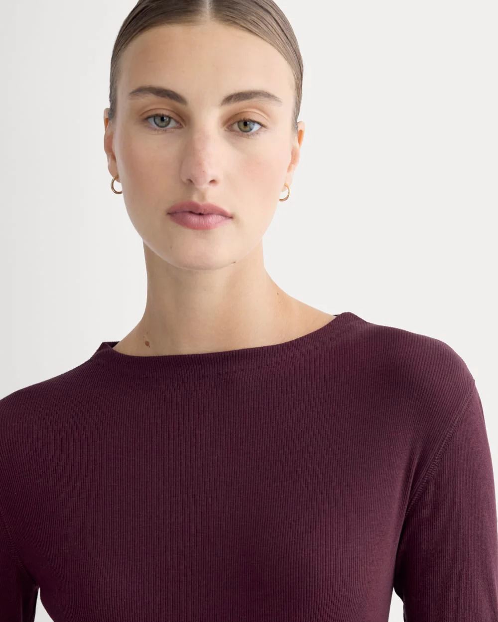 The Luxe Rib Funnel-Neck Tee | Heathered Port Royale - Image 4