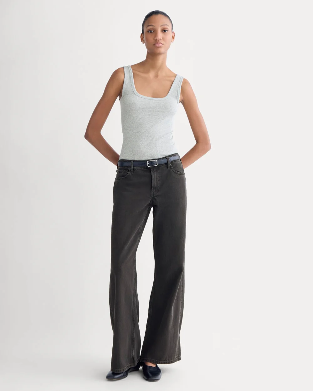 The Luxe Rib Square-Neck Tank | Classic Heather Grey - Image 3