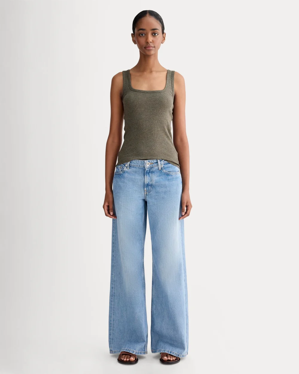 The Luxe Rib Square-Neck Tank | Heathered Fatigue - Image 3