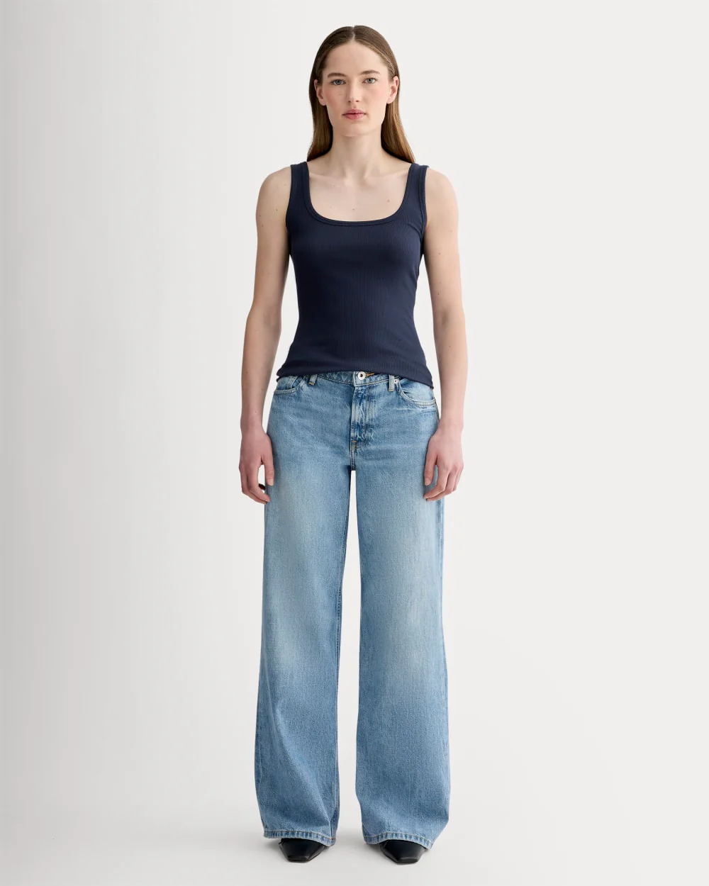 The Luxe Rib Square-Neck Tank | Navy - Image 3