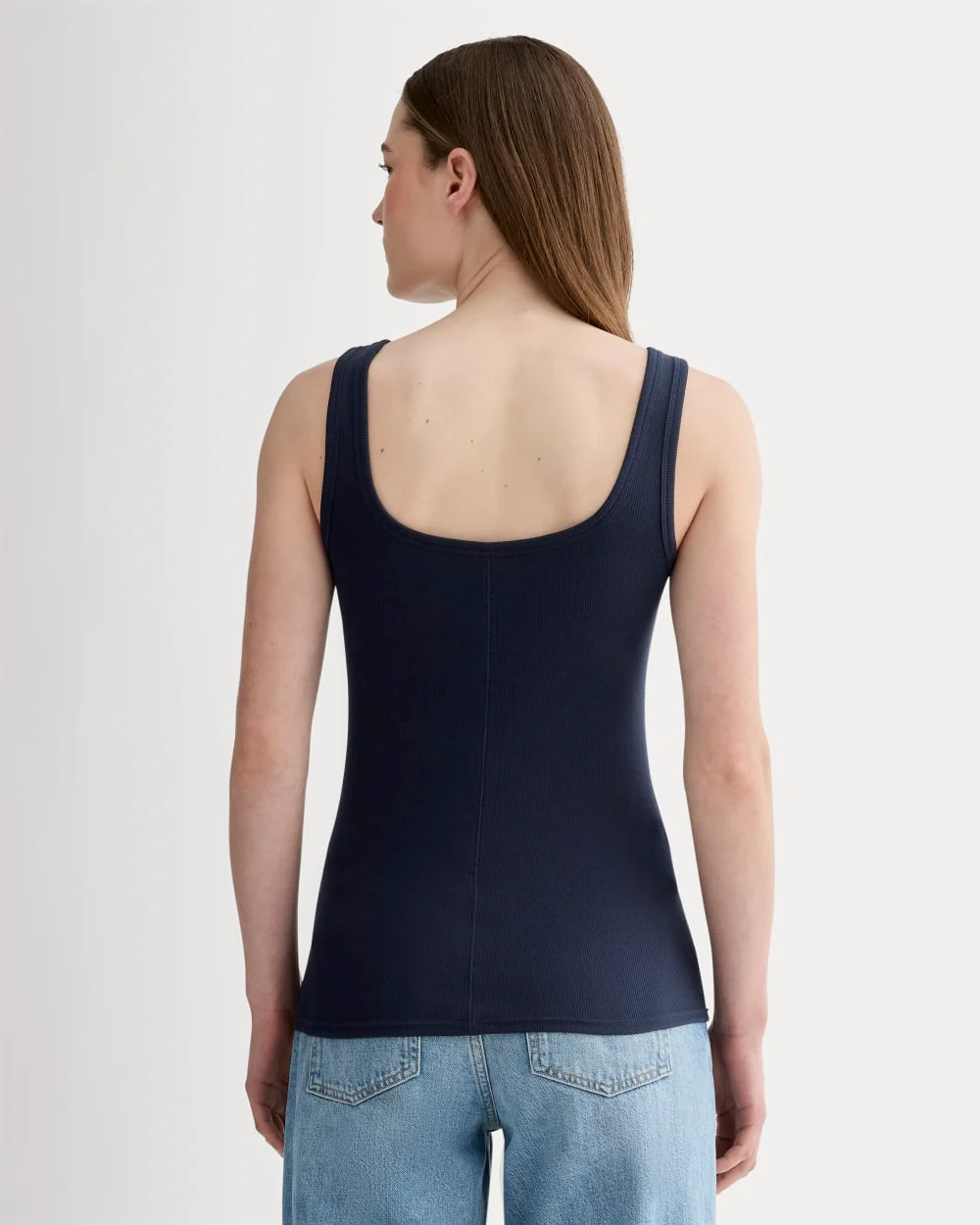 The Luxe Rib Square-Neck Tank | Navy - Image 4