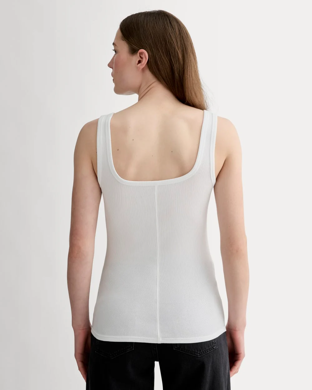 The Luxe Rib Square-Neck Tank | White - Image 4