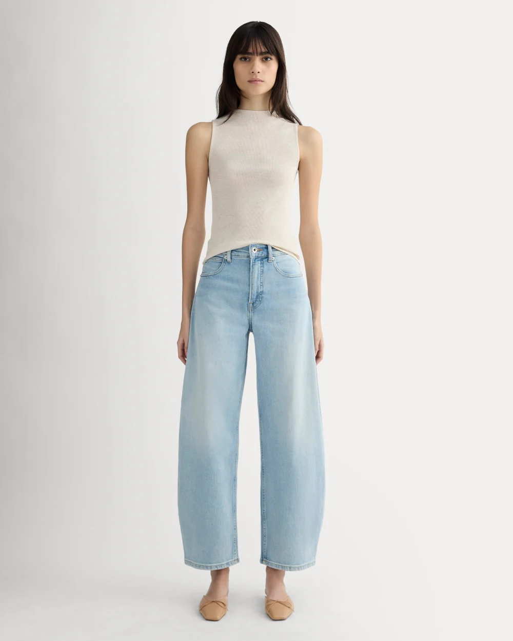 The Luxe Rib Funnel-Neck Tank | Heathered Oat - Image 3
