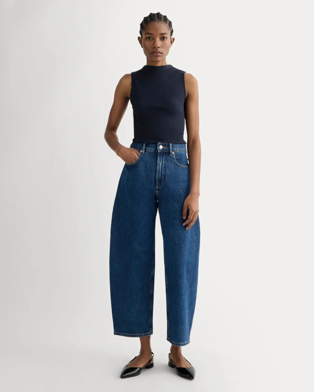The Luxe Rib Funnel-Neck Tank | Navy - Image 3