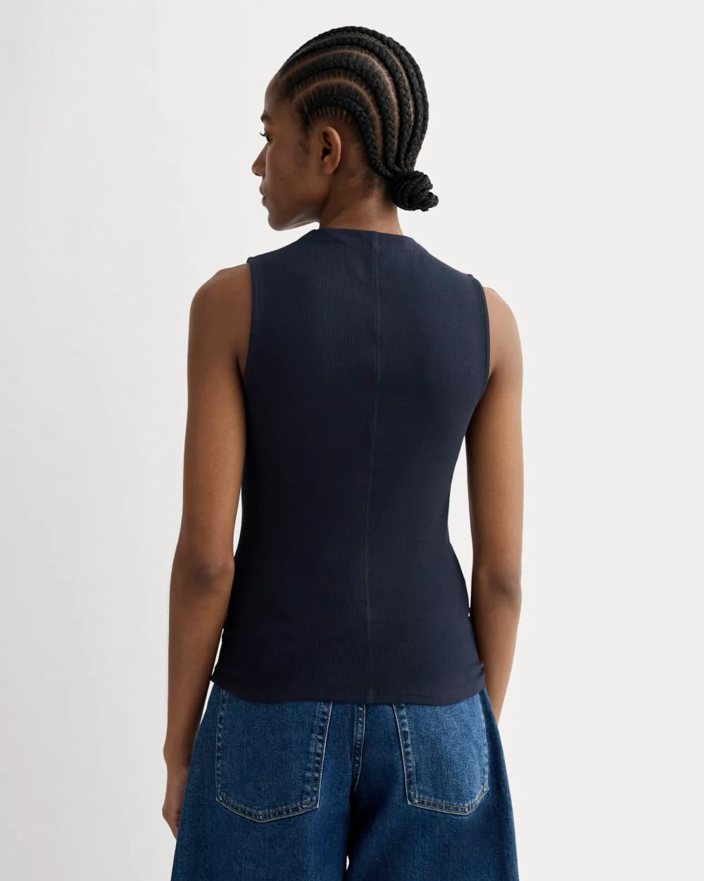The Luxe Rib Funnel-Neck Tank | Navy - Image 4