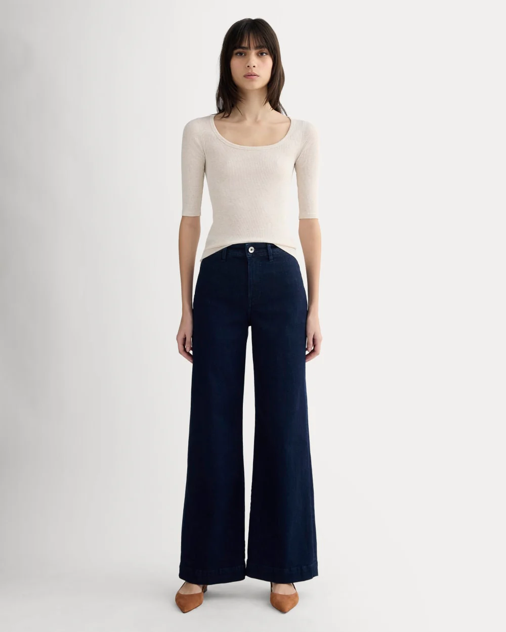 The Luxe Rib Scoop-Neck Tee | Heathered Oat - Image 3