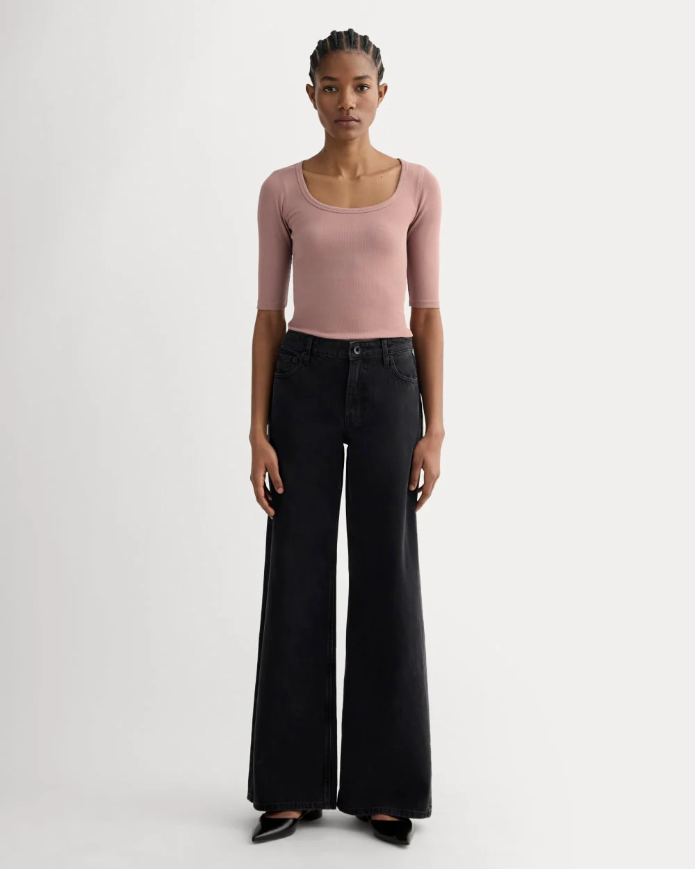 The Luxe Rib Scoop-Neck Tee | Rose Dusk - Image 3