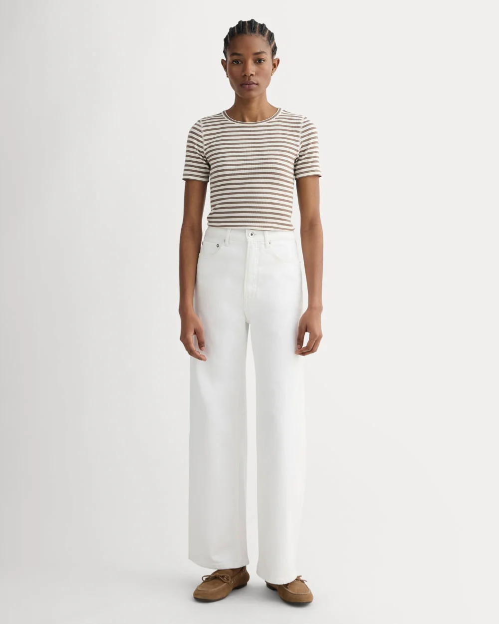 The Luxe Rib Crew | Bone / Deep Taupe - Image 3