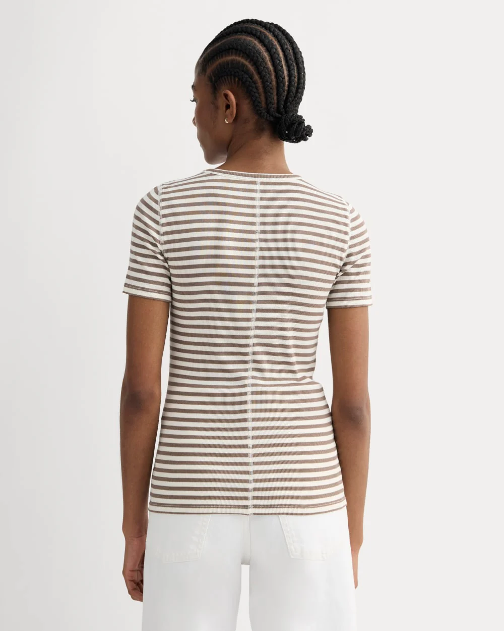 The Luxe Rib Crew | Bone / Deep Taupe - Image 4