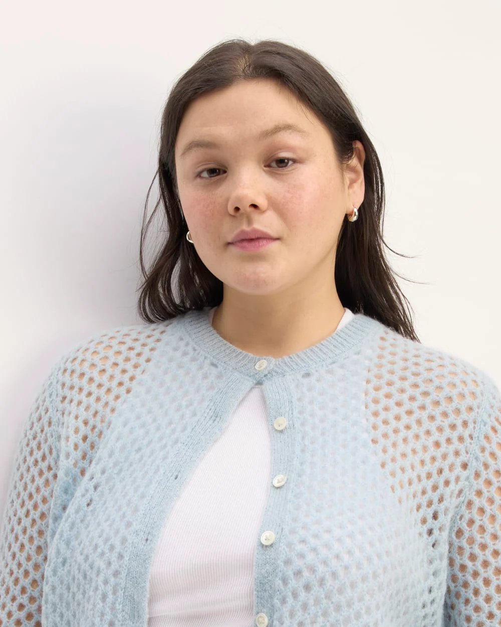 The Everlane x Marques' Almeida Alpaca Mesh Cardigan | Mist - Image 4