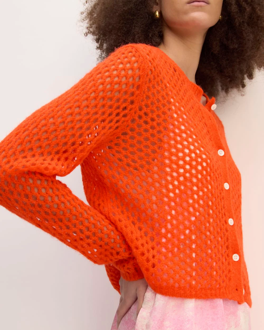 The Everlane x Marques' Almeida Alpaca Mesh Cardigan | Red Orange - Image 5