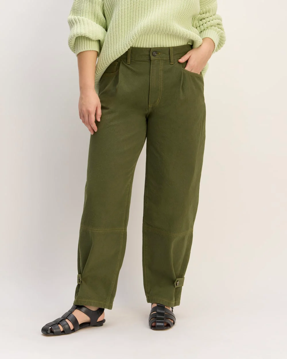 The Everlane x Marques' Almeida Canvas Oversized Barrel Pant | Deep Moss Green - Image 3