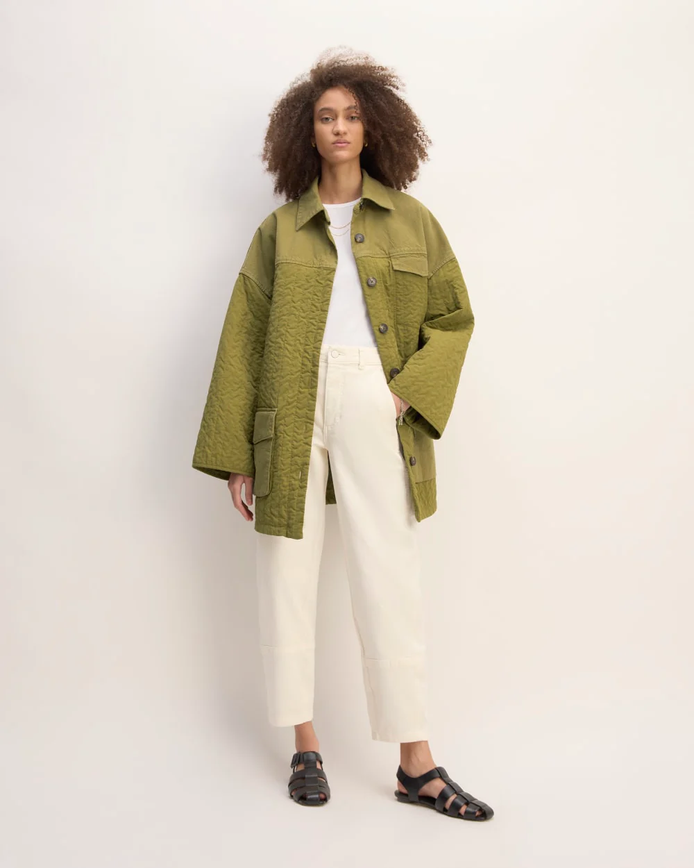 The Everlane x Marques' Almeida Canvas Patchwork Jacket | Moss Green - Image 3