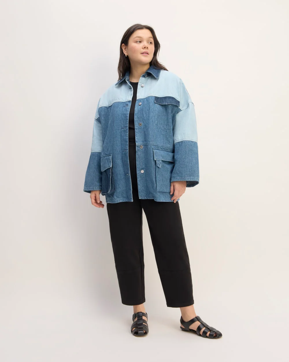 The Everlane x Marques' Almeida Denim Patchwork Jacket | Diamond Blue - Image 3