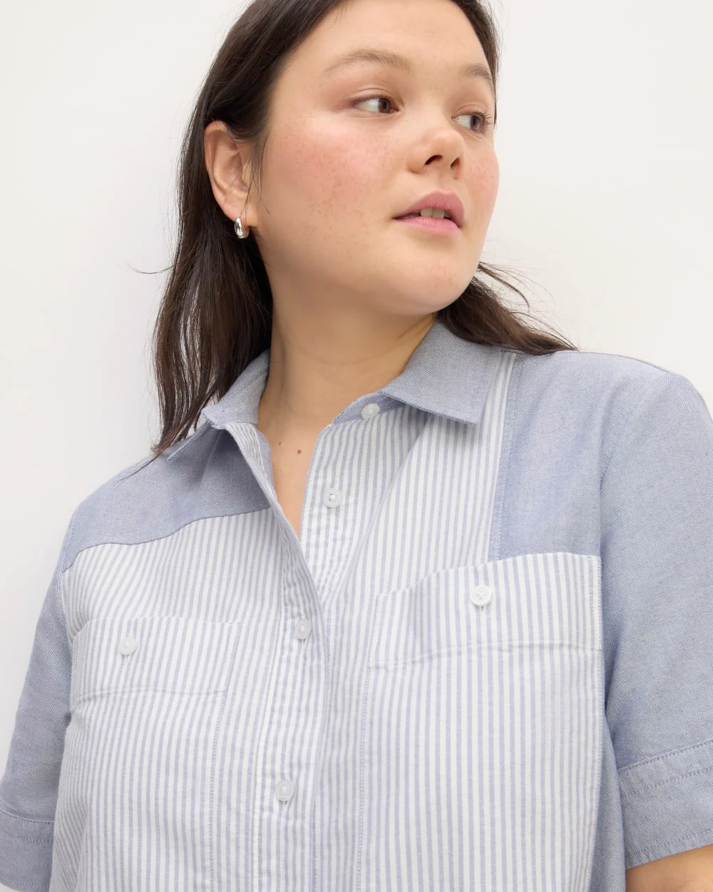 The Everlane x Marques' Almeida Patchwork Daytripper Dress | Blue Stripe Patchwork - Image 4