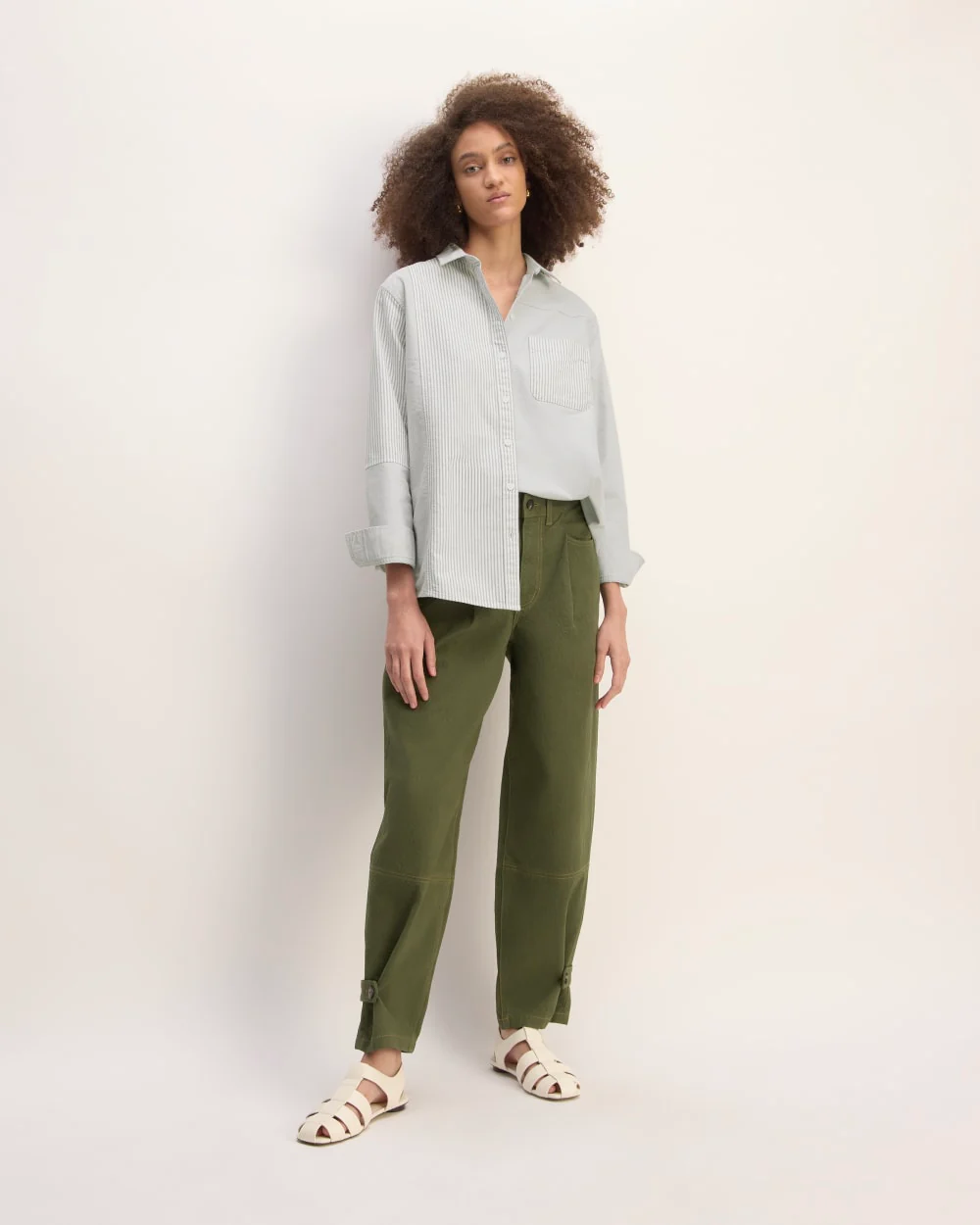 The Everlane x Marques' Almeida Patchwork Relaxed Shirt | Grey Stripe Patchwork - Image 3