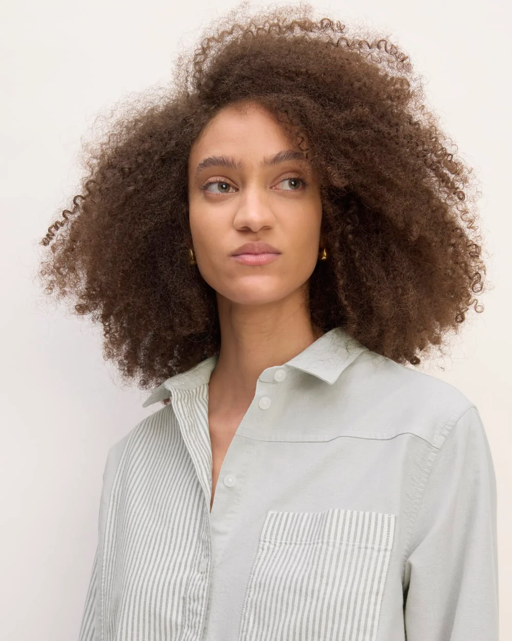 The Everlane x Marques' Almeida Patchwork Relaxed Shirt | Grey Stripe Patchwork - Image 4