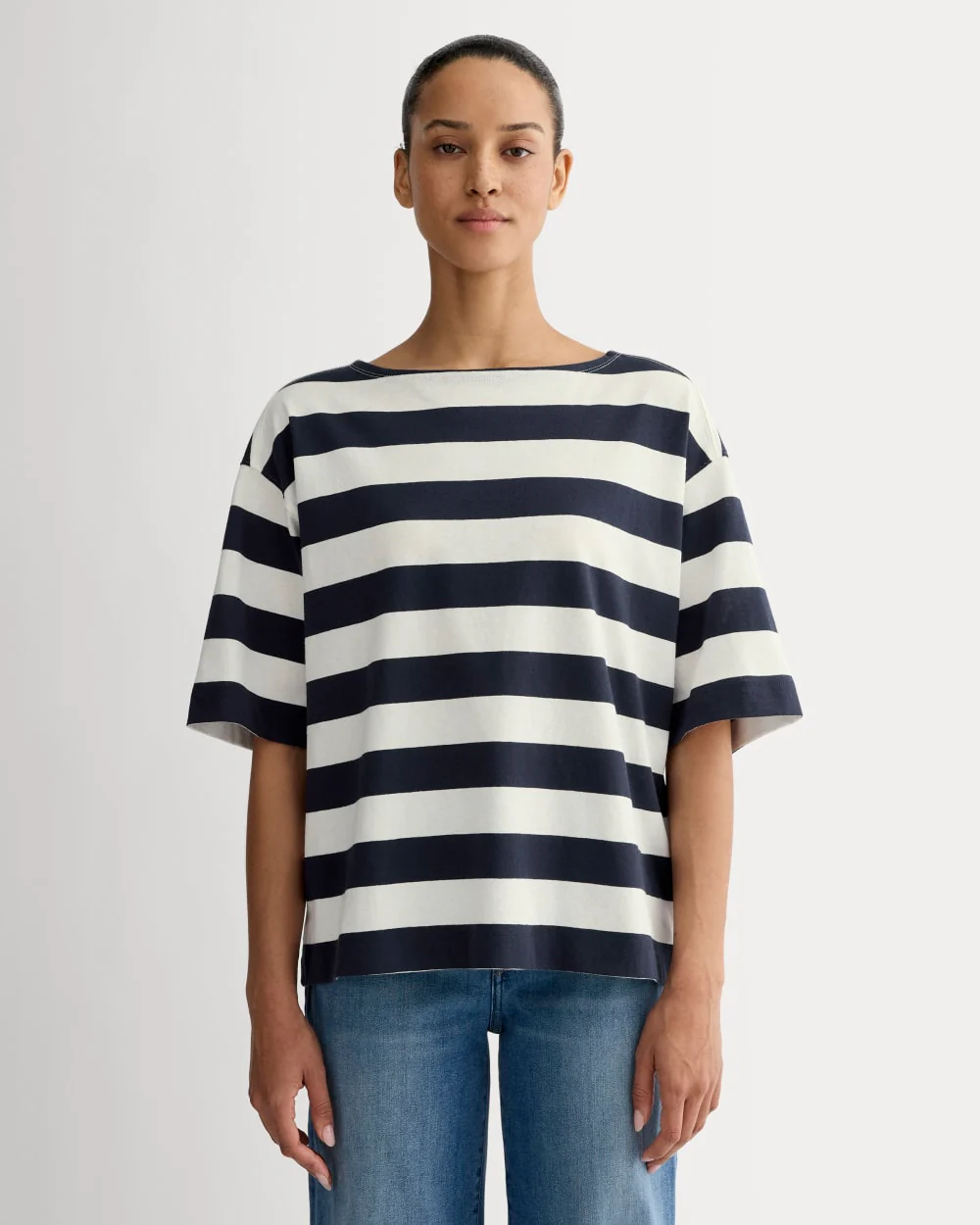 The Mariner Oversized Tee | Navy / Bone