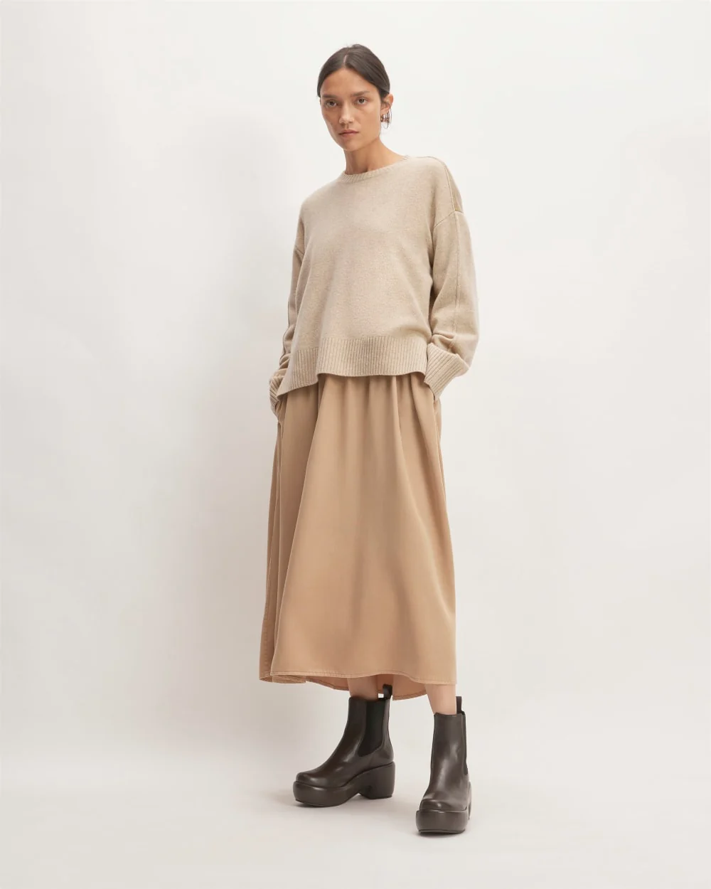 The Good Merino Wool Crewneck Sweater | Light Camel / Dark Oat - Image 3