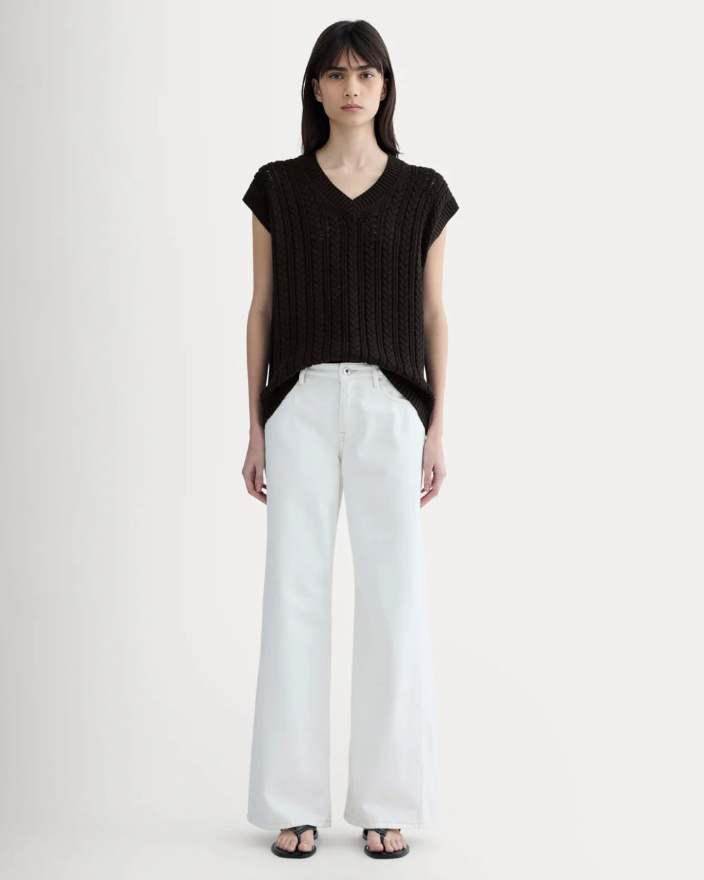 The Mesh Cable Vest in Everyday Cotton | Black - Image 3