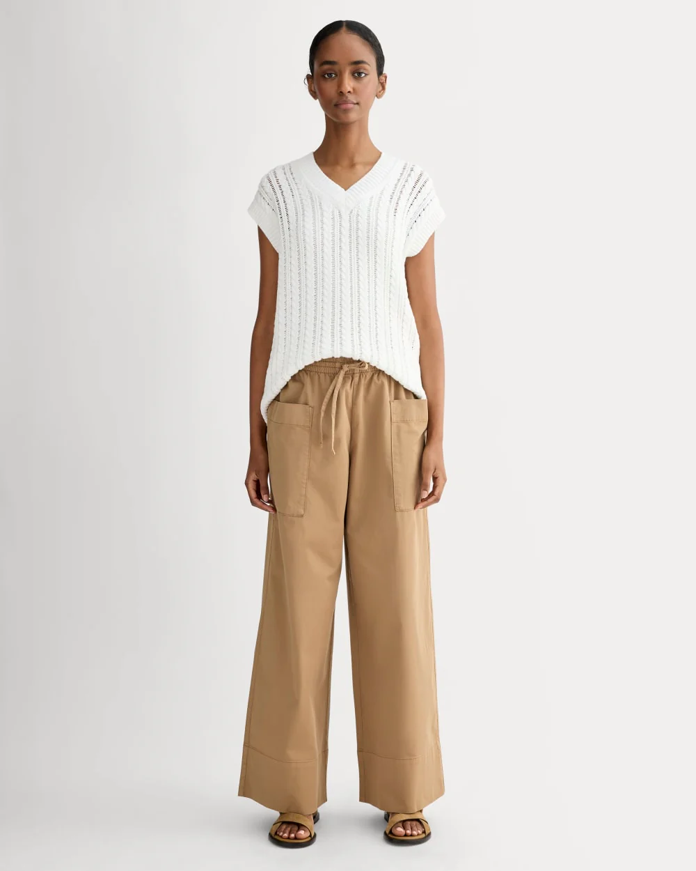 The Mesh Cable Vest in Everyday Cotton | White - Image 3