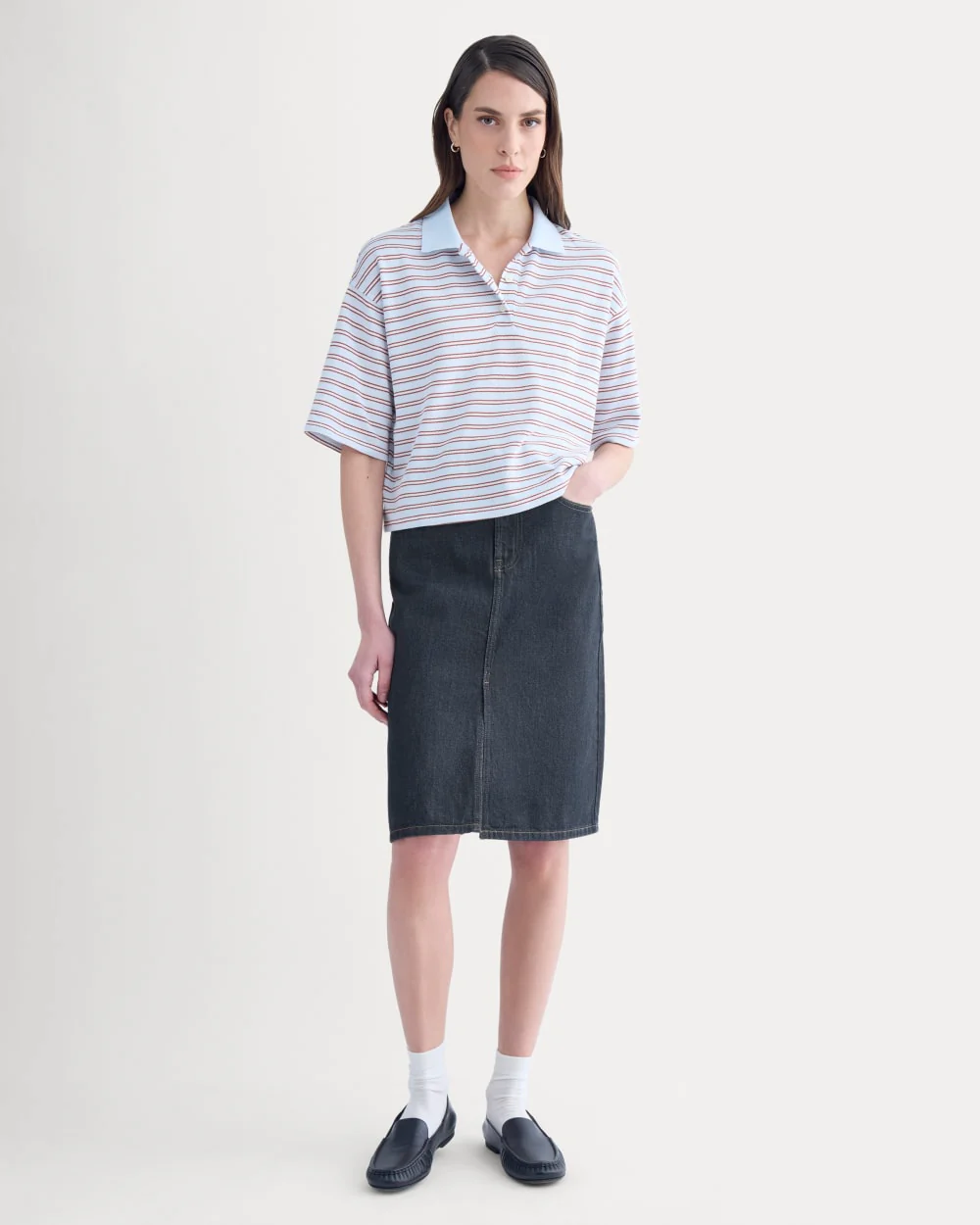 Mid-Rise Denim Midi Skirt | Tungsten Rinse - Image 3
