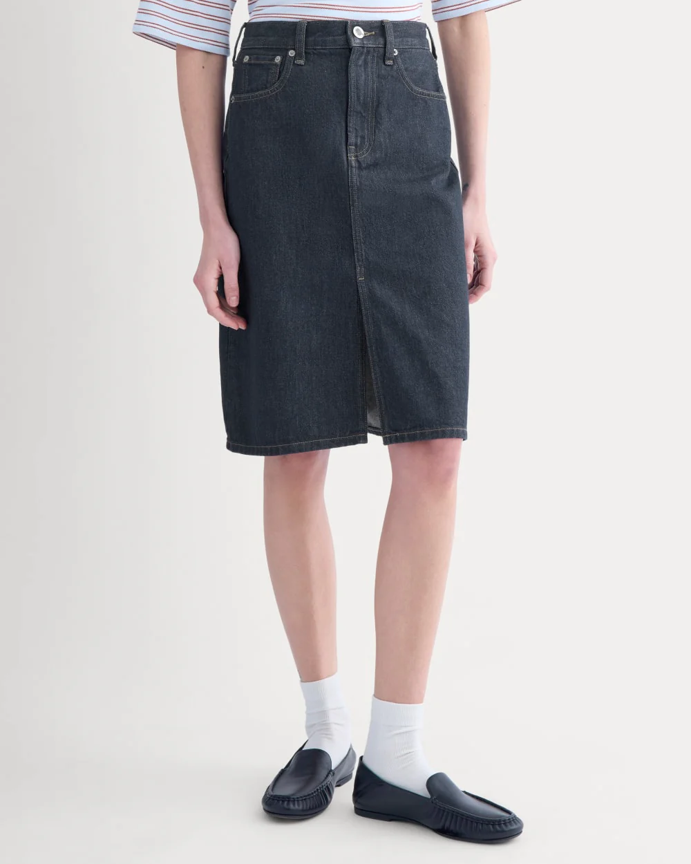 Mid-Rise Denim Midi Skirt | Tungsten Rinse - Image 4