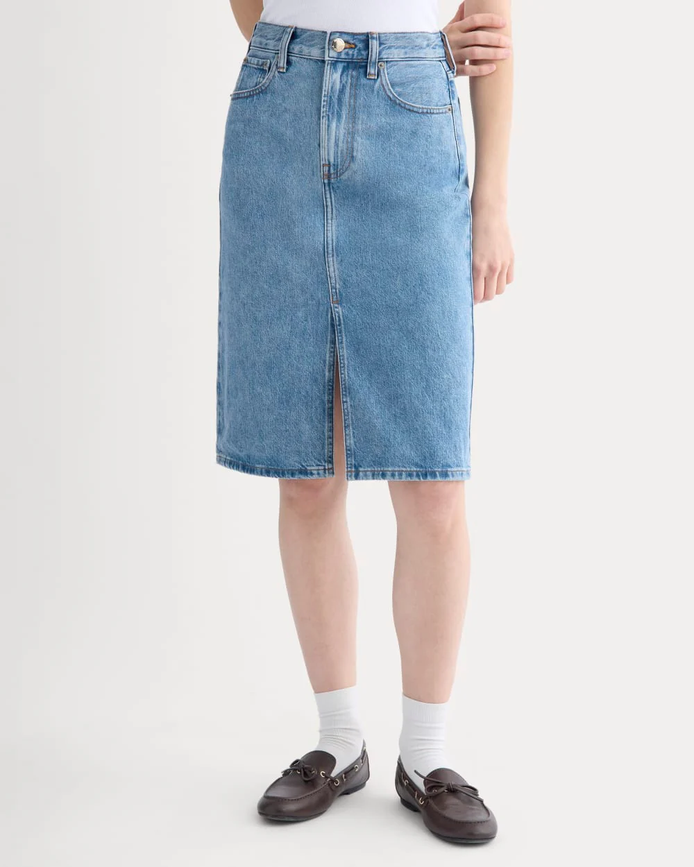 Mid-Rise Denim Midi Skirt | Vintage Mid Indigo - Image 4