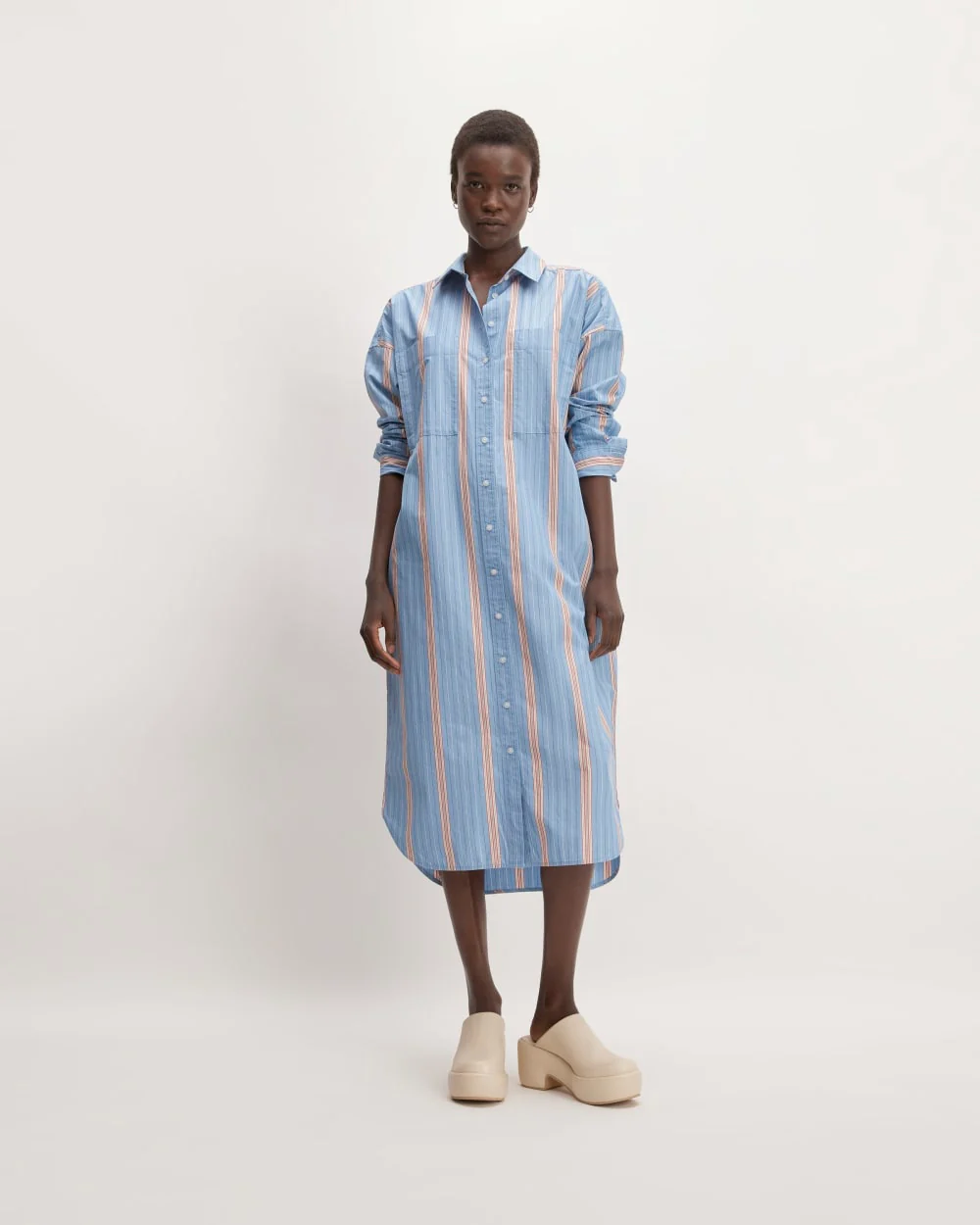 The Midi Cotton Shirt Dress | Parisian Blue / Black / Rusted Red / Bone