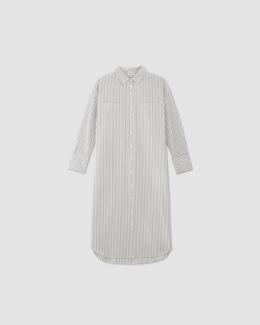 The Midi Cotton Shirt Dress | Bone/Navy - Image 2