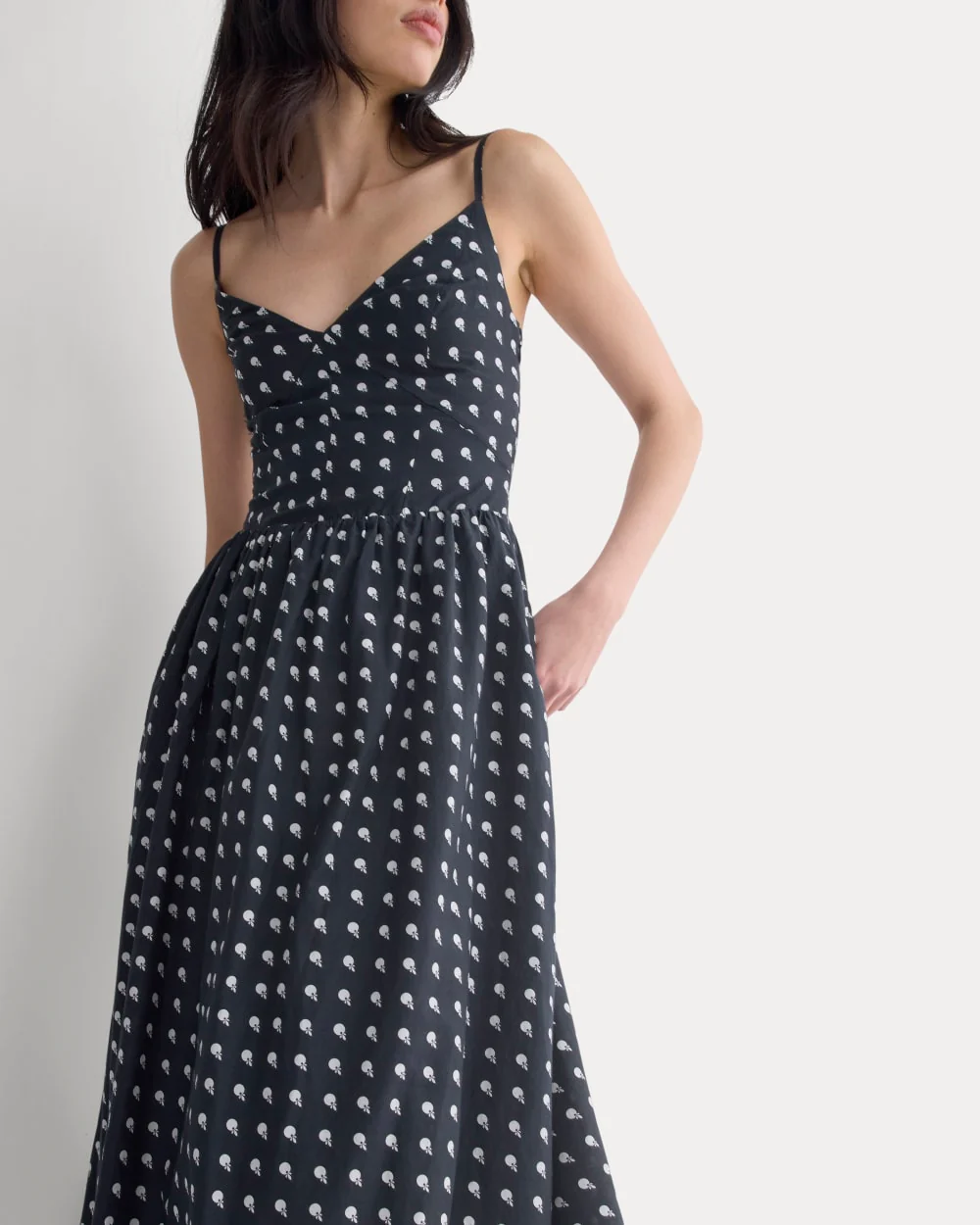 Midi Dress in Cotton Silk Voile | Black - Image 3
