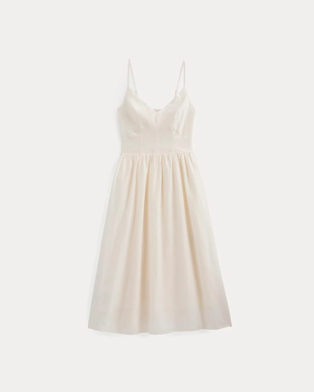 Midi Dress in Cotton Silk Voile | Bone - Image 2