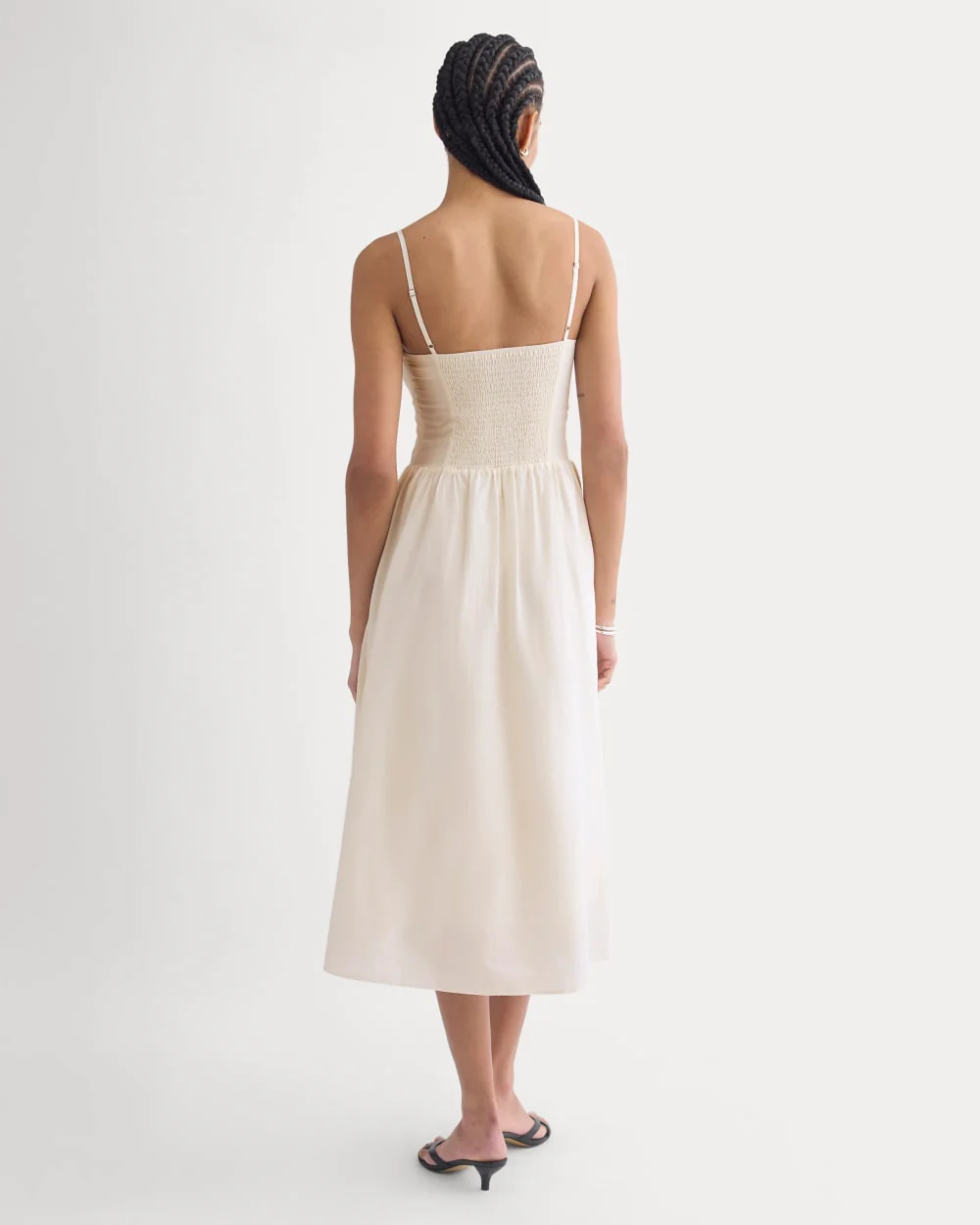Midi Dress in Cotton Silk Voile | Bone - Image 7