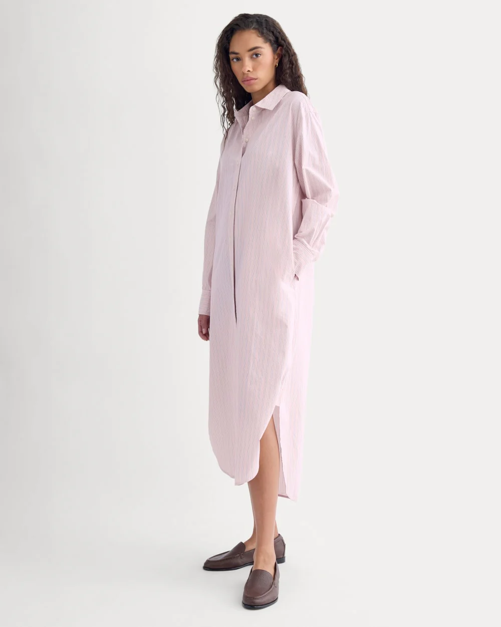 Midi Shirtdress in Ultrasoft Cotton | Burnished Lilac/Gardenia - Image 4