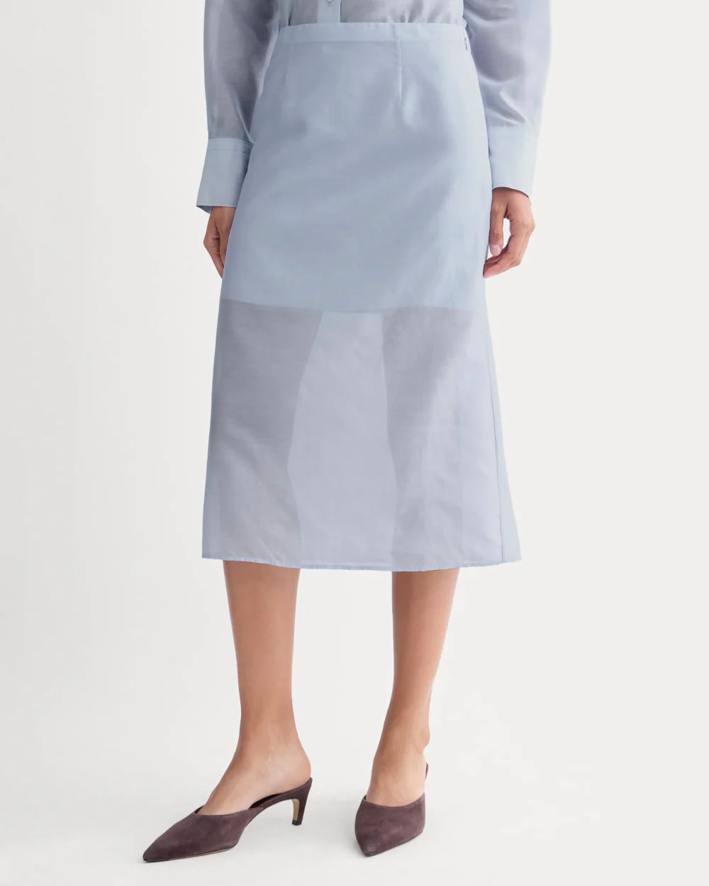 Midi Skirt in Cotton-Silk Organza | Kentucky Blue - Image 3