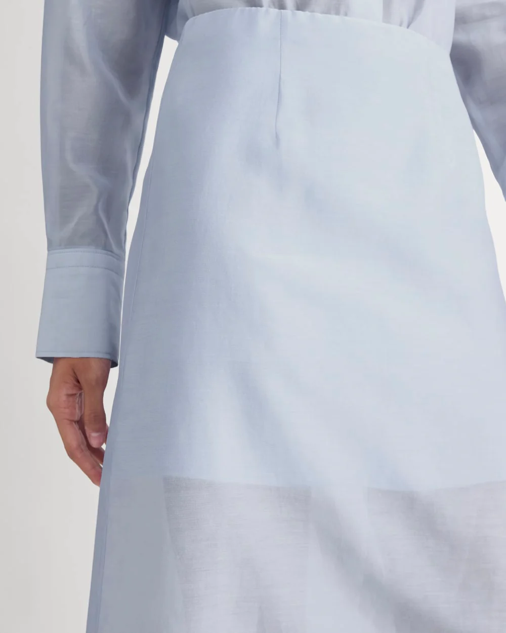 Midi Skirt in Cotton-Silk Organza | Kentucky Blue - Image 4