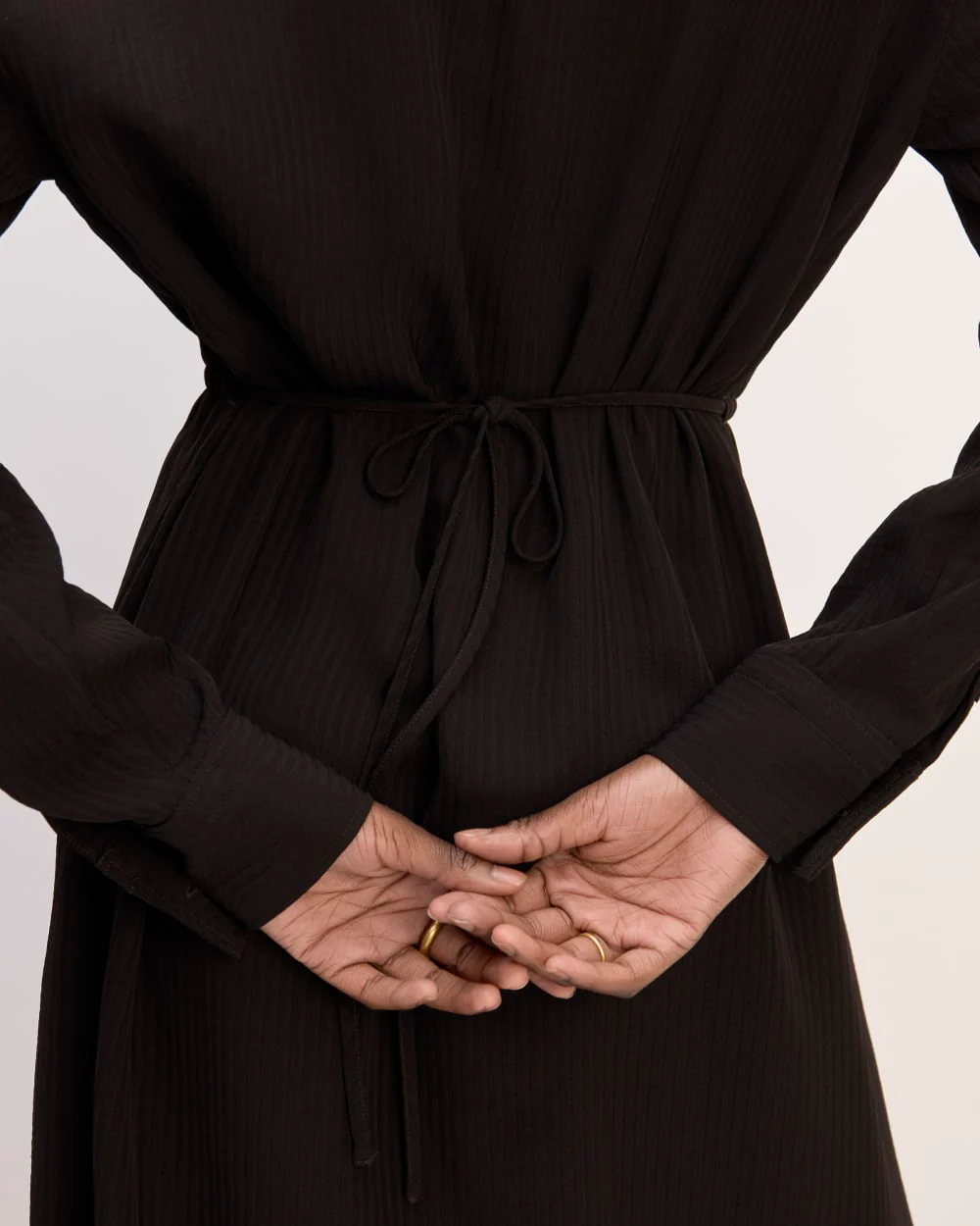 The Mini Jacquard Stripe Shirt Dress | Black - Image 5